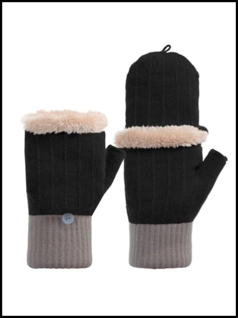Womens Alpaca Wool Fingerless Gloves Half Finger Winter Warm Knit Mittens